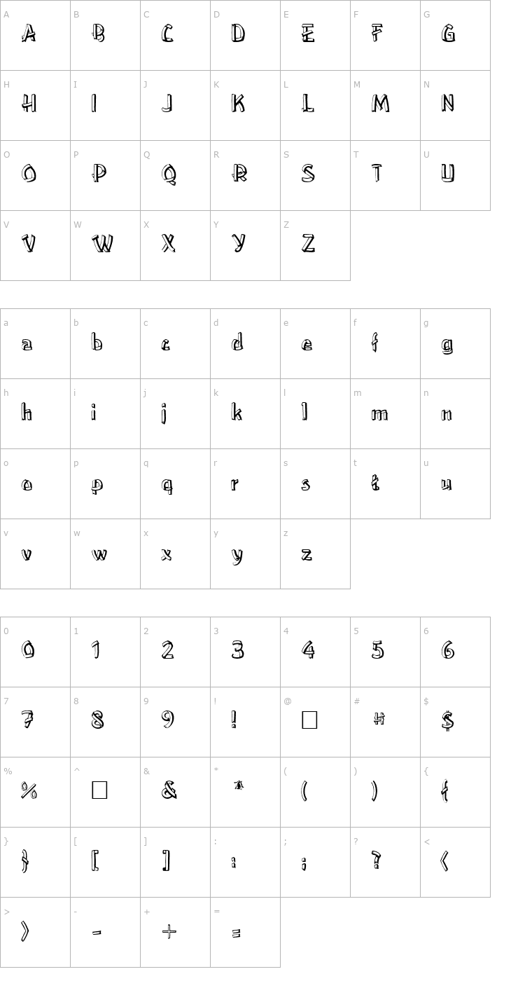 Character Map PT Masking Tape Font