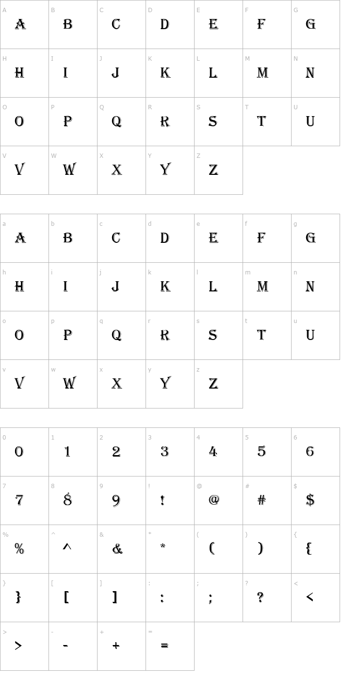 Character Map PT Old Fashioned Font