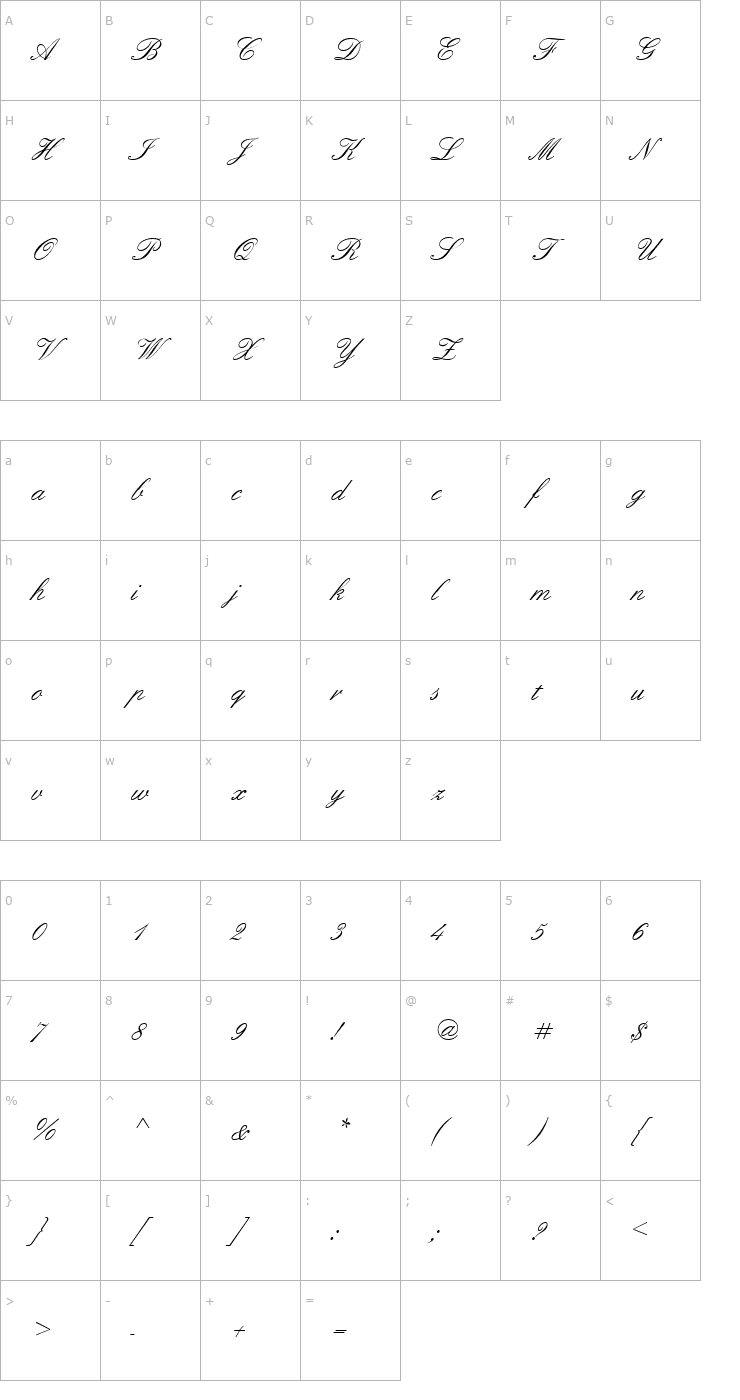 Character Map PT Orchid Light Font