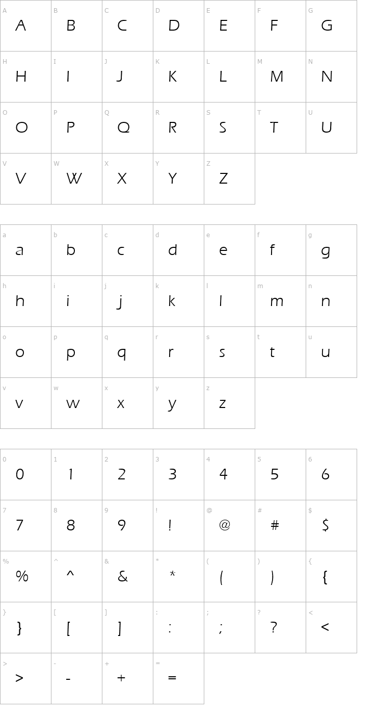Character Map PT Plain Jane Font