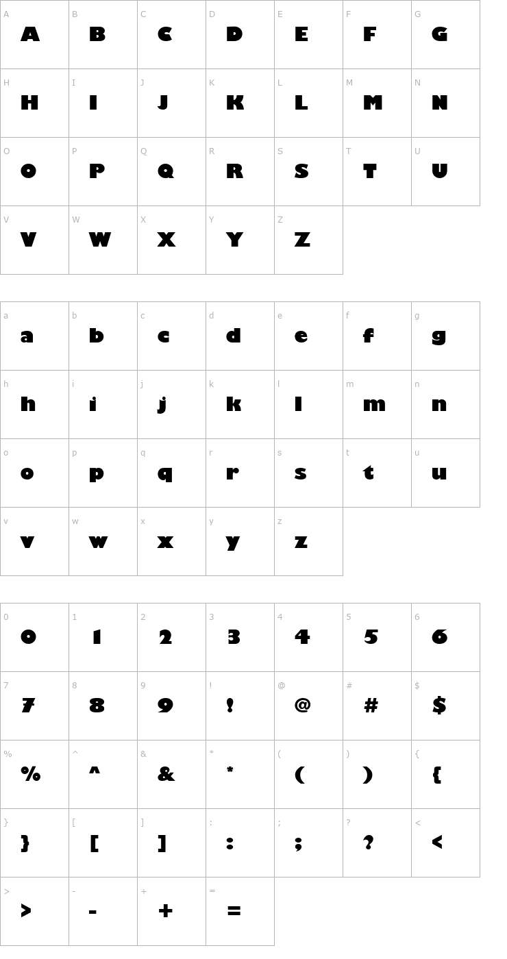 Character Map PT Playhouse Font