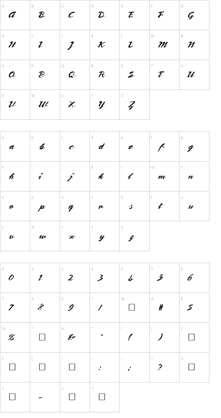 Character Map PT Quill Font
