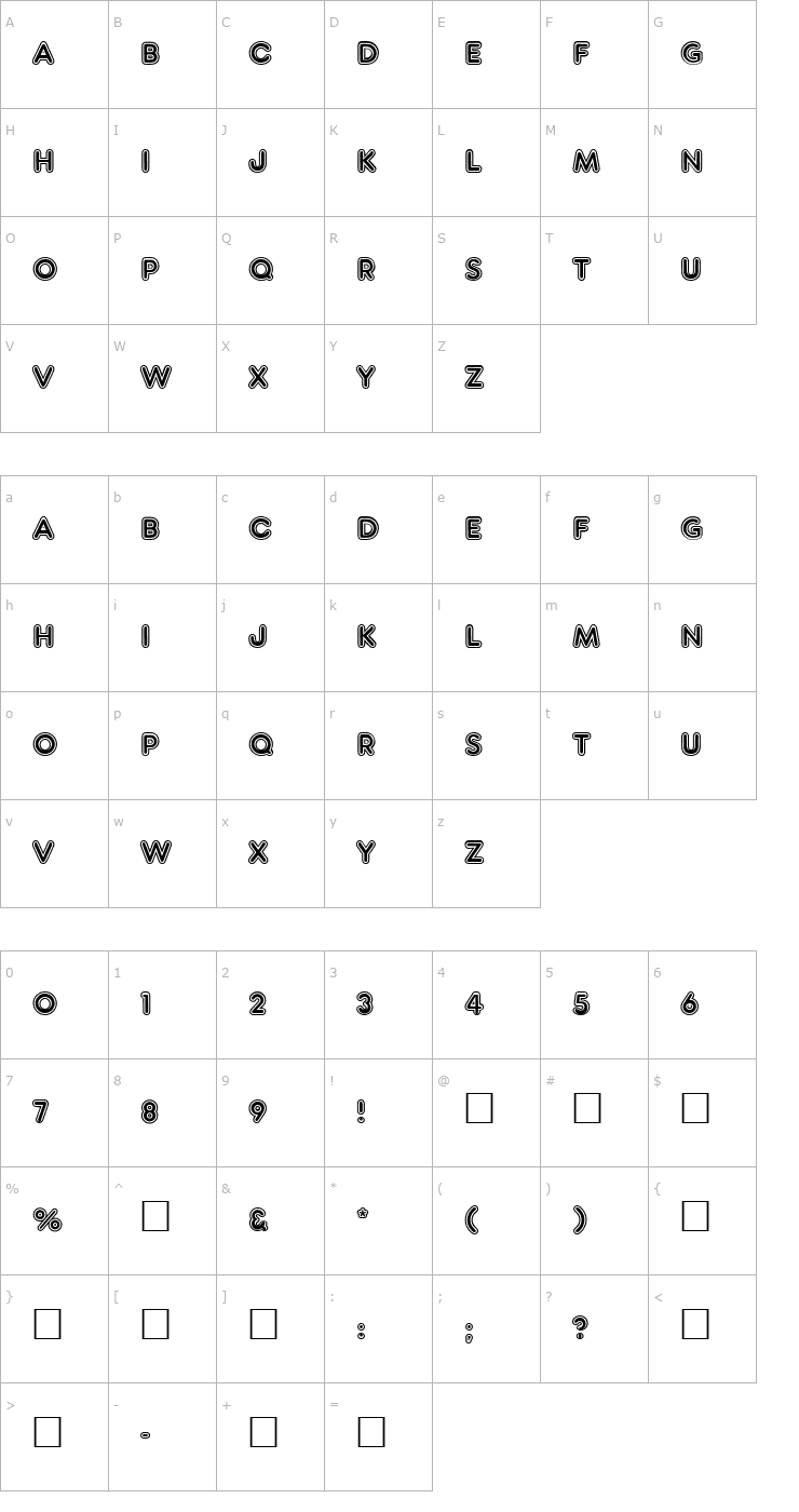 Character Map PT Schoolhouse Inline Font