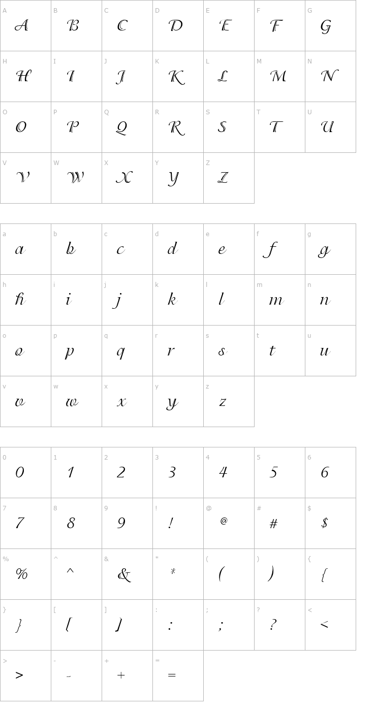 Character Map PT Tassel Font