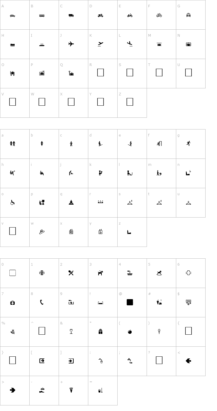 Character Map PT Unisyms Font
