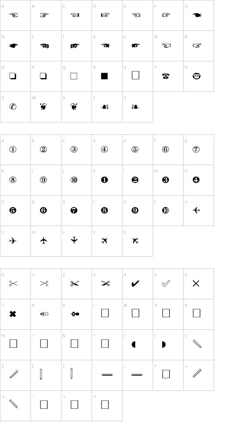 Character Map PT Whatsits Font
