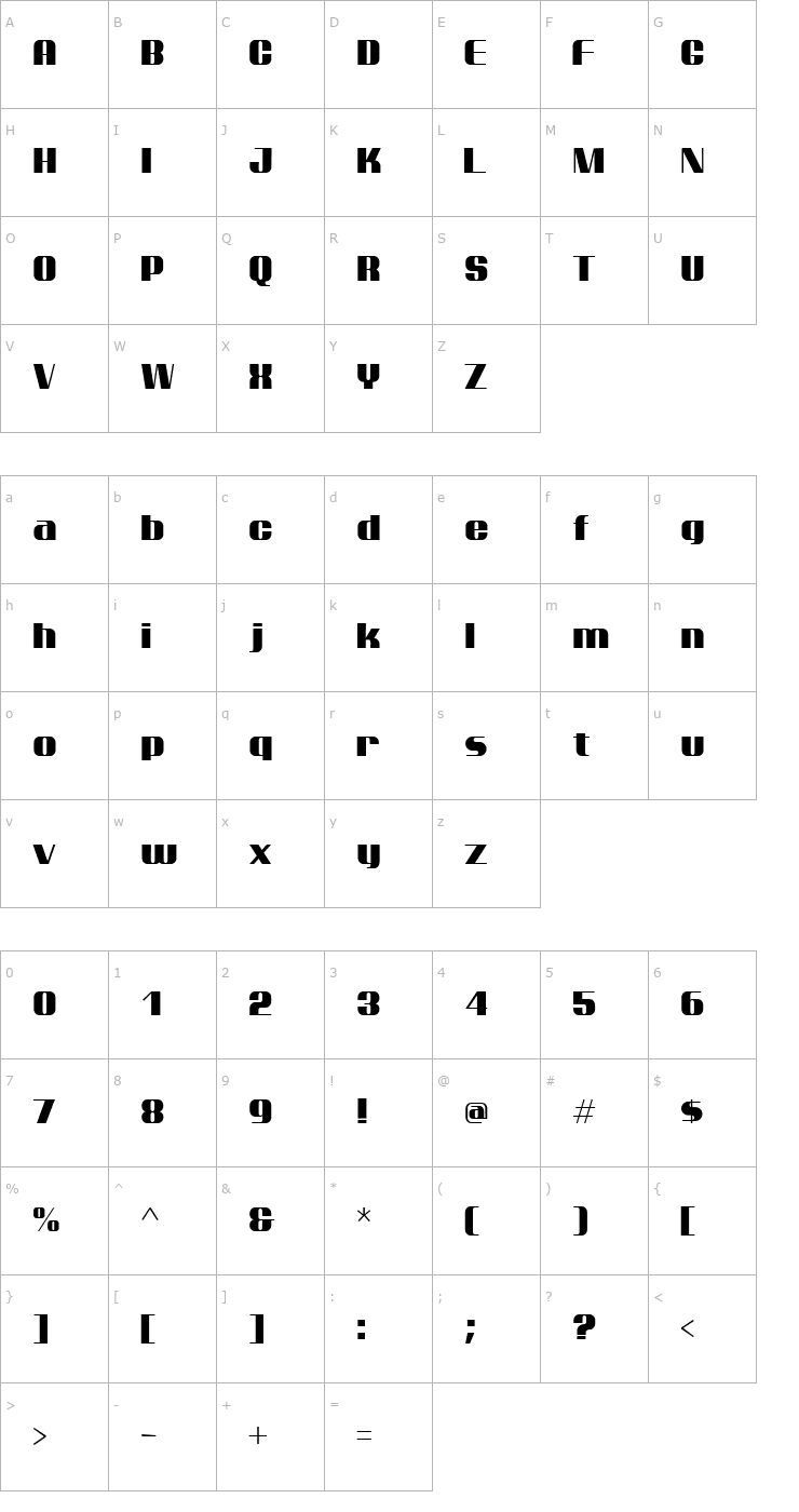 Character Map Ptarmigan Font