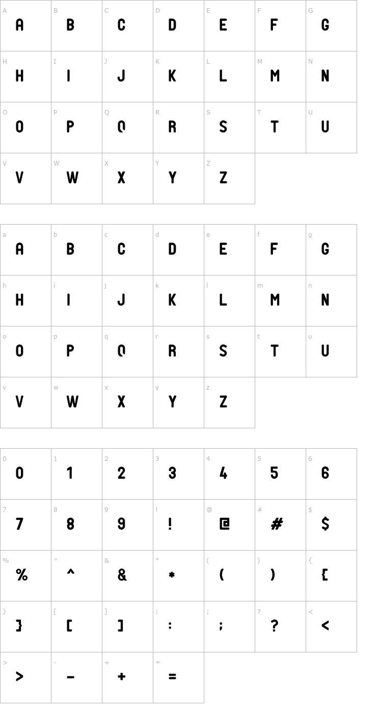 Character Map PTF Nordic Font