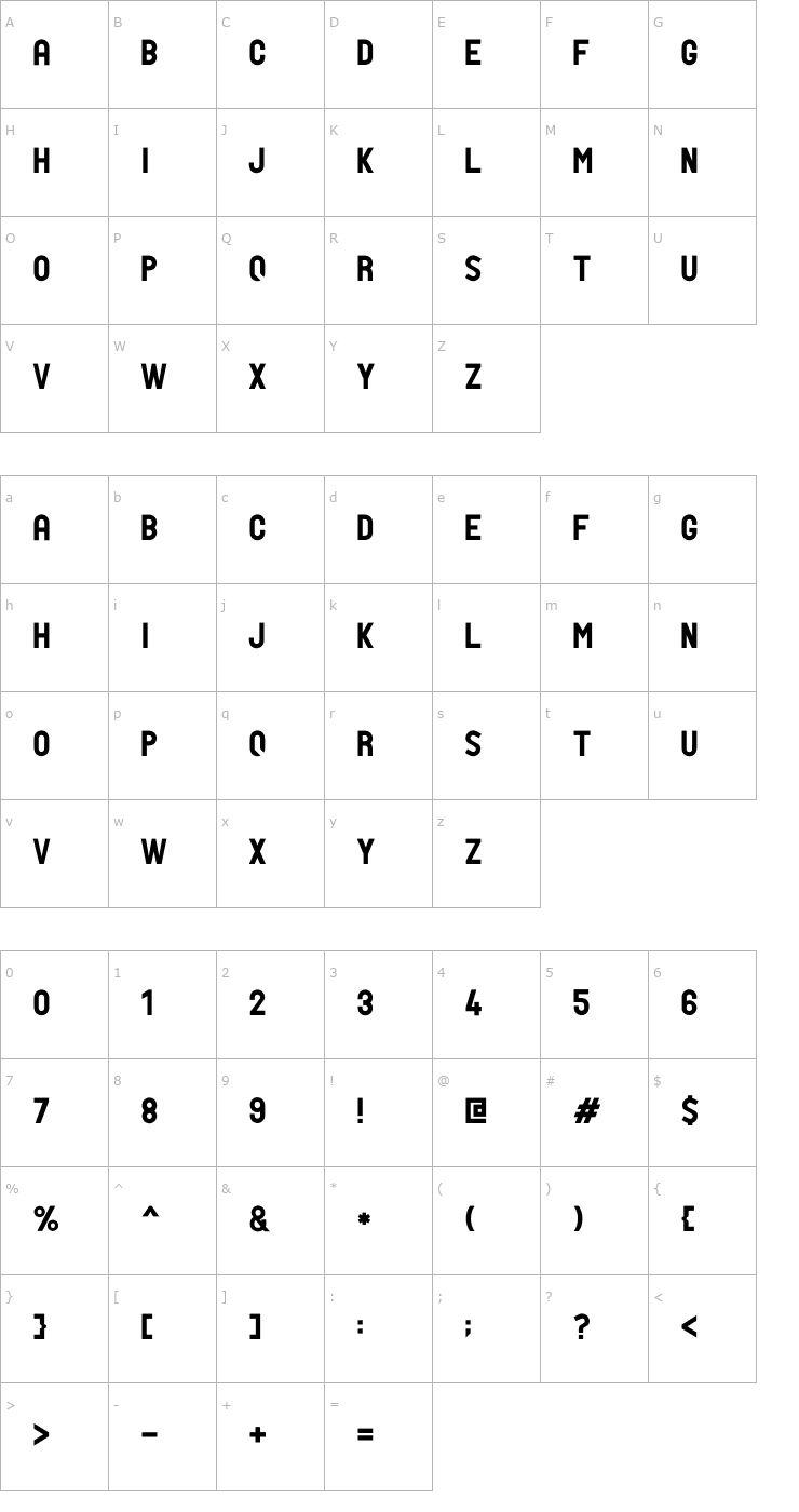 Character Map PTF Nordic Std Font