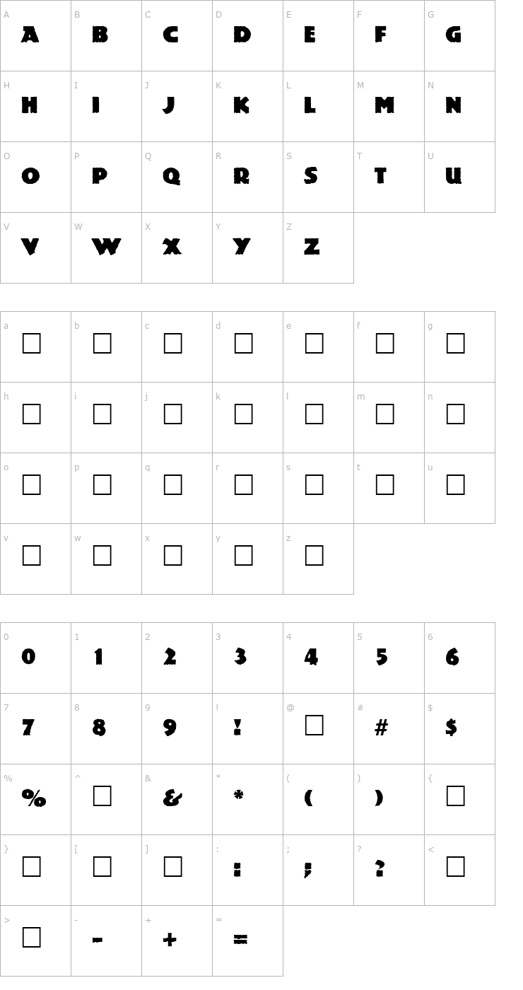 Character Map Publicity Regular Font