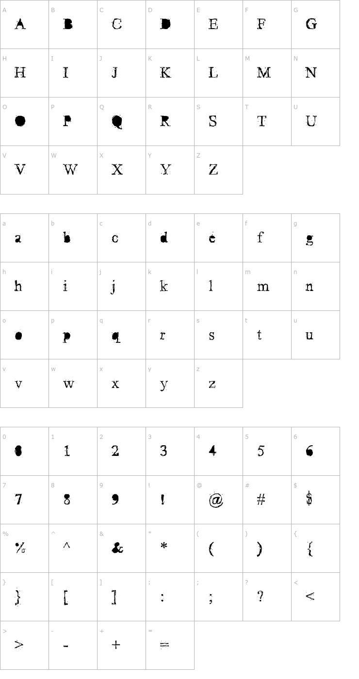 Character Map Pudmonkey Regular Font