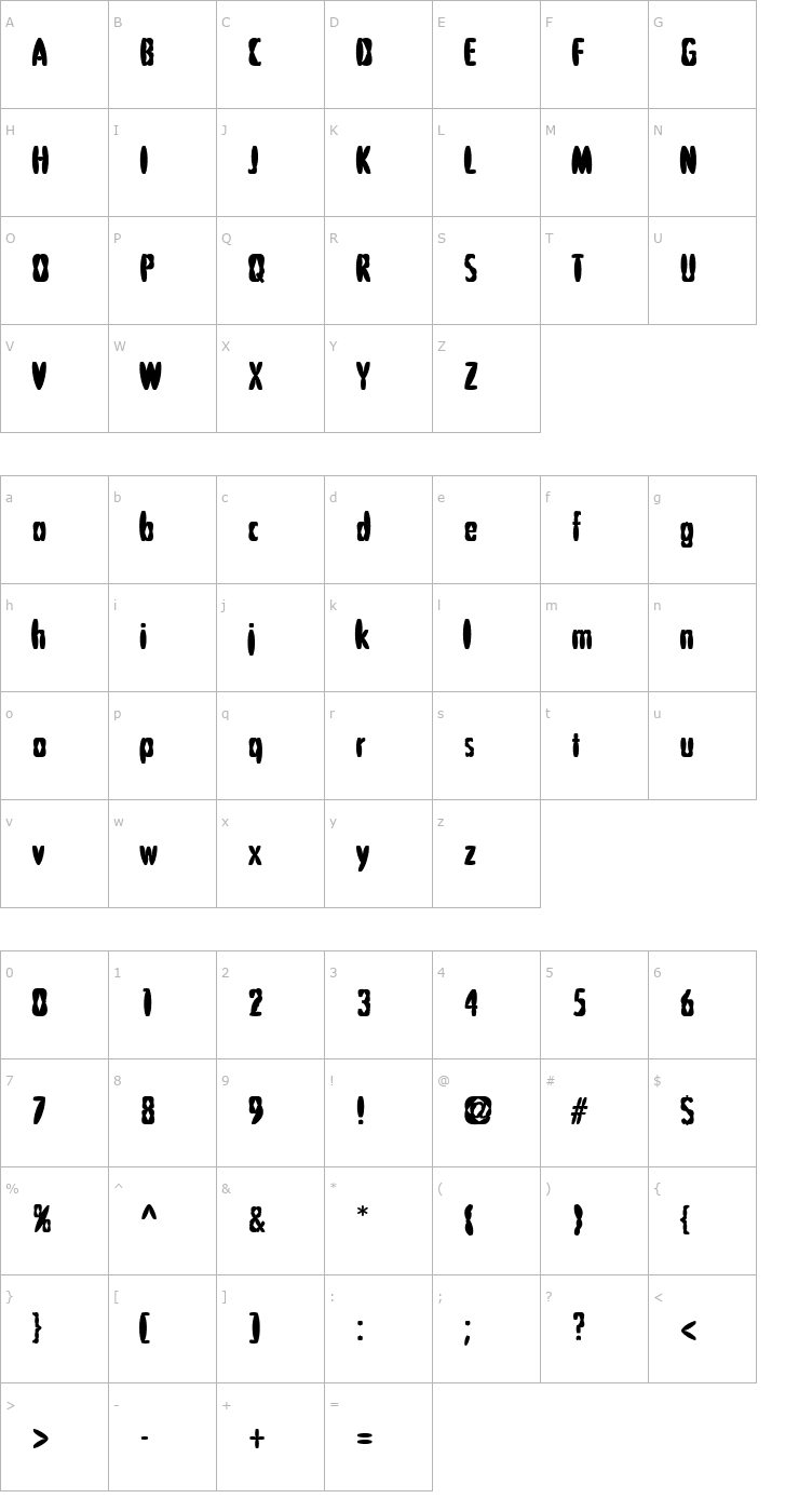Character Map PuffedRiceBlack Font