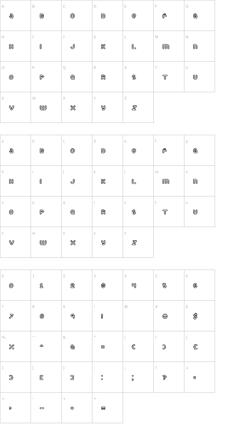 Character Map Puffy Dreamland Font