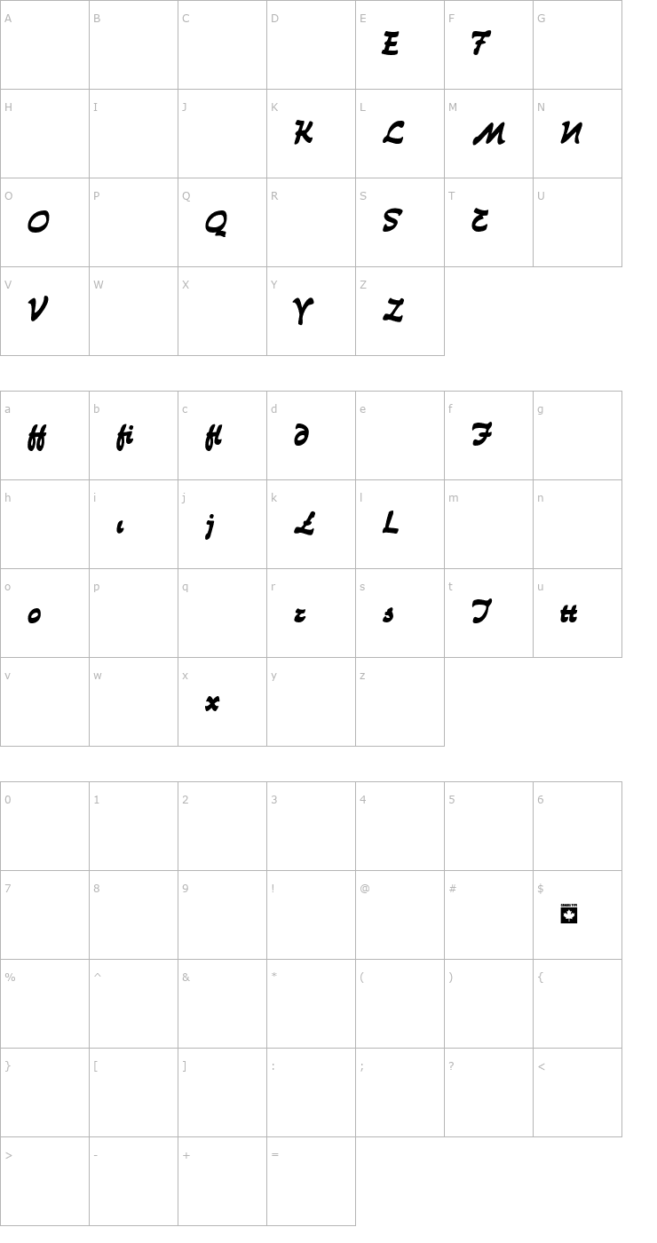 Character Map Puma Alt Font
