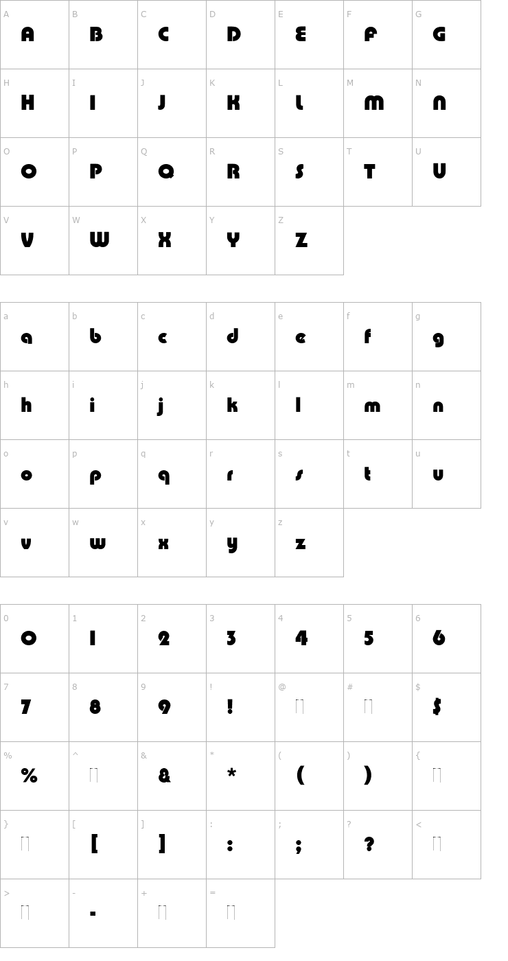 Character Map Pump Plain Font
