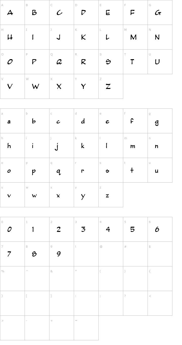 Character Map PumpkinseedHeavy Font