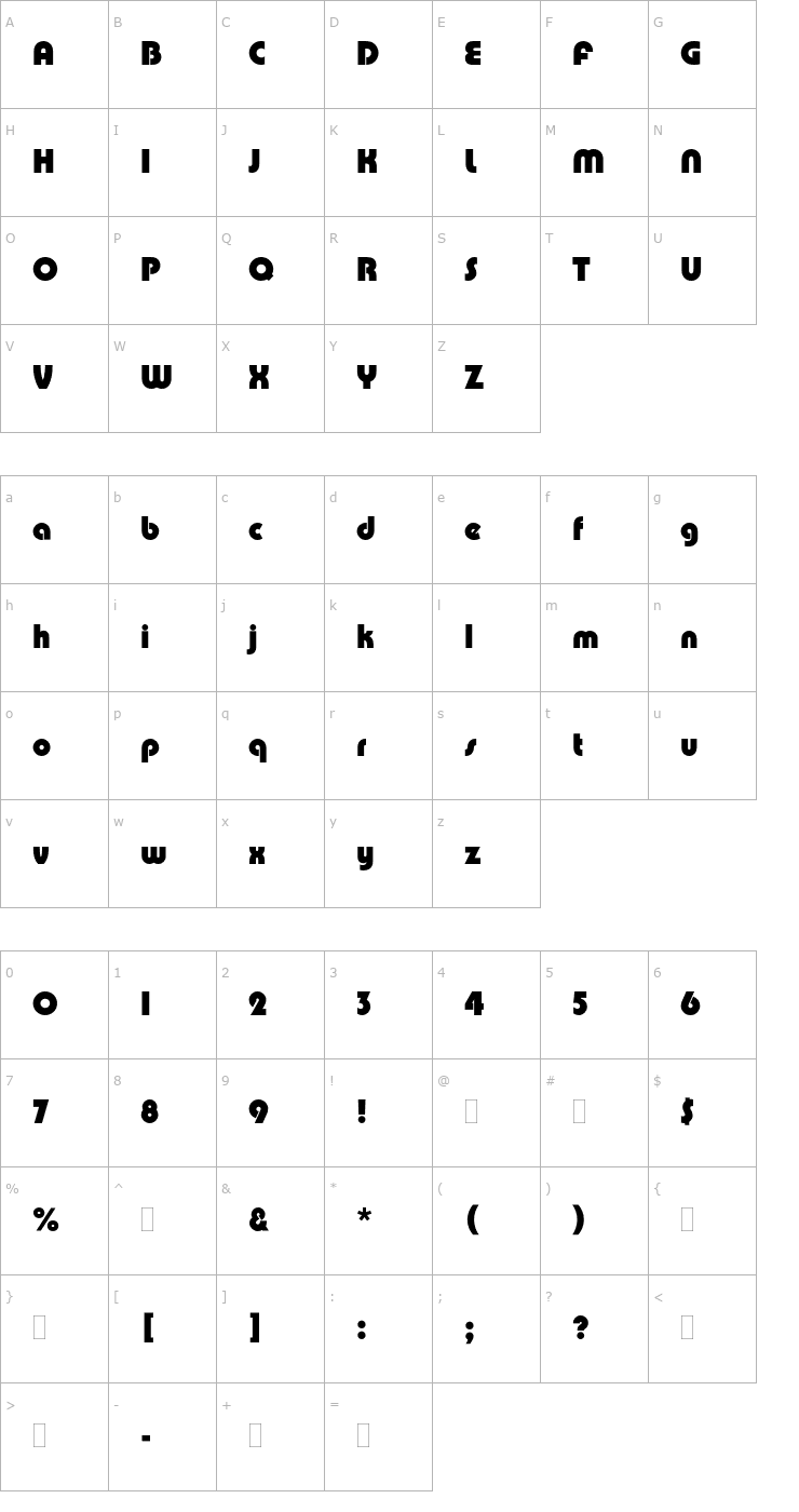 Character Map PumpPlain Font