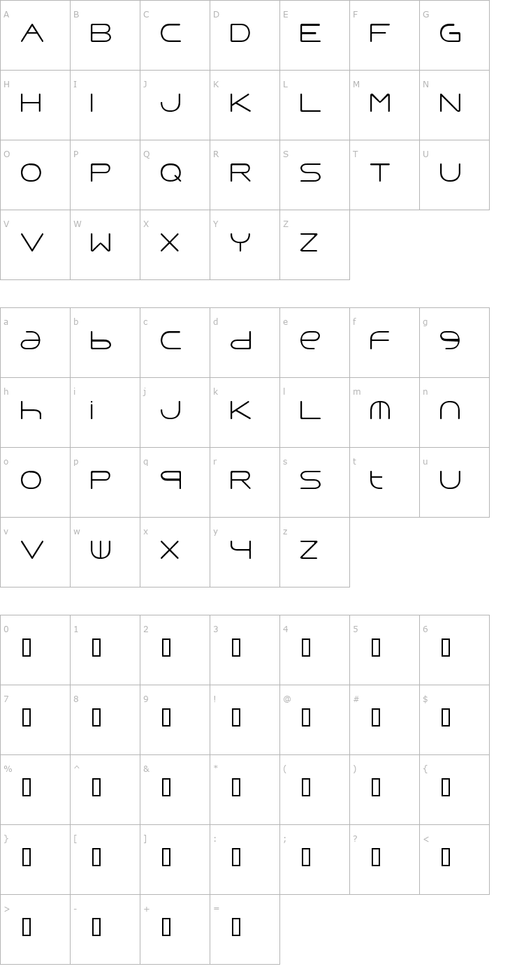 Character Map Punavuori 00150 Font