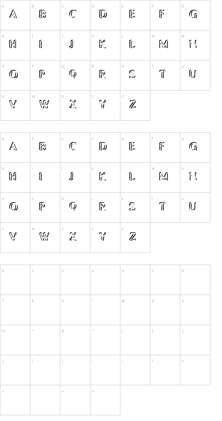 Character Map Punched Stub Font