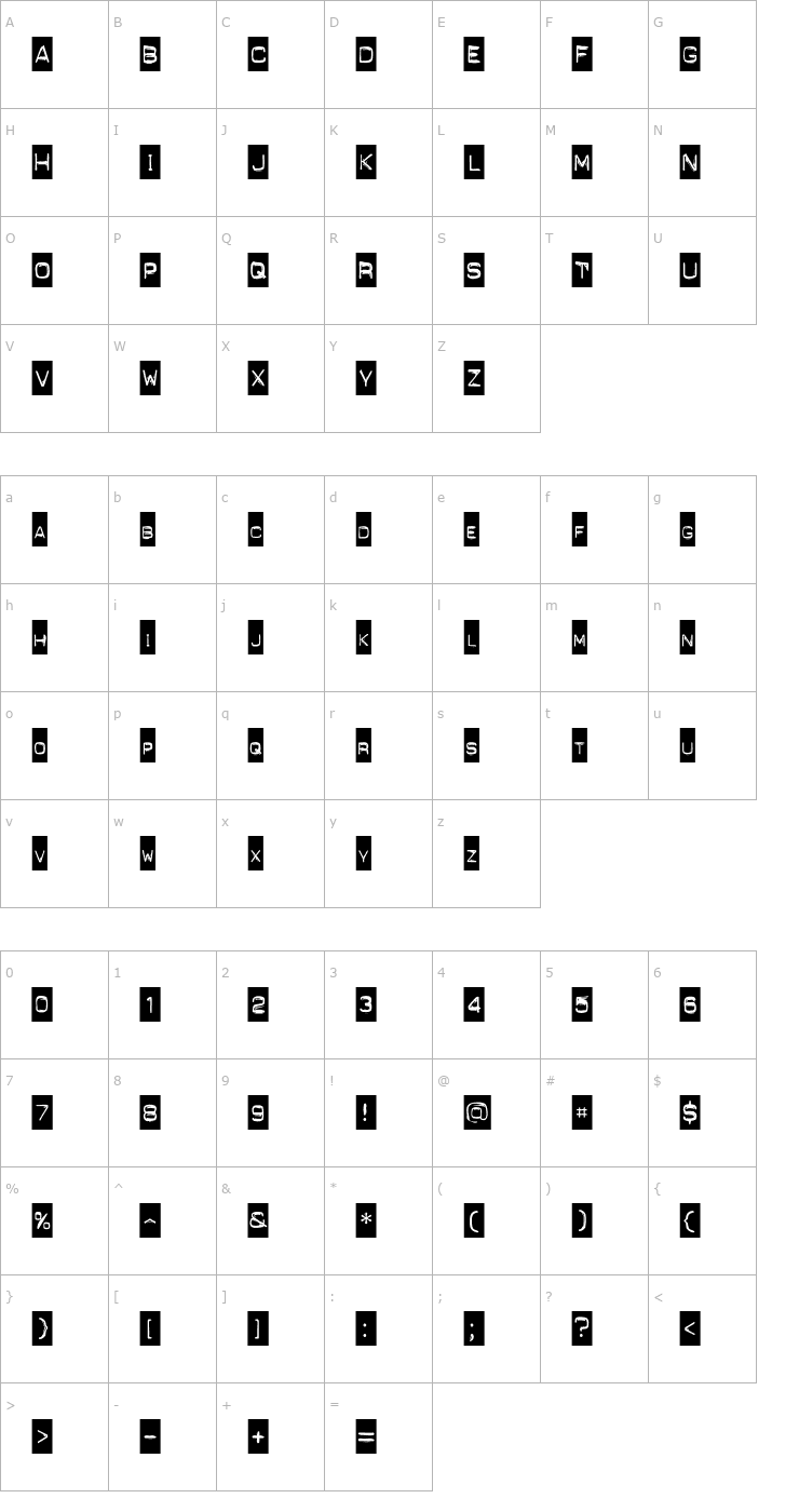 Character Map PunchLabel Font