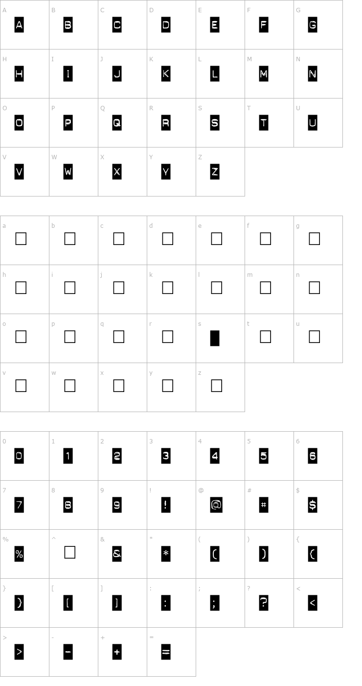 Character Map PunchLabel Regular Font