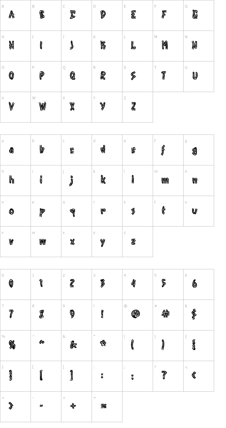 Character Map Punk Font