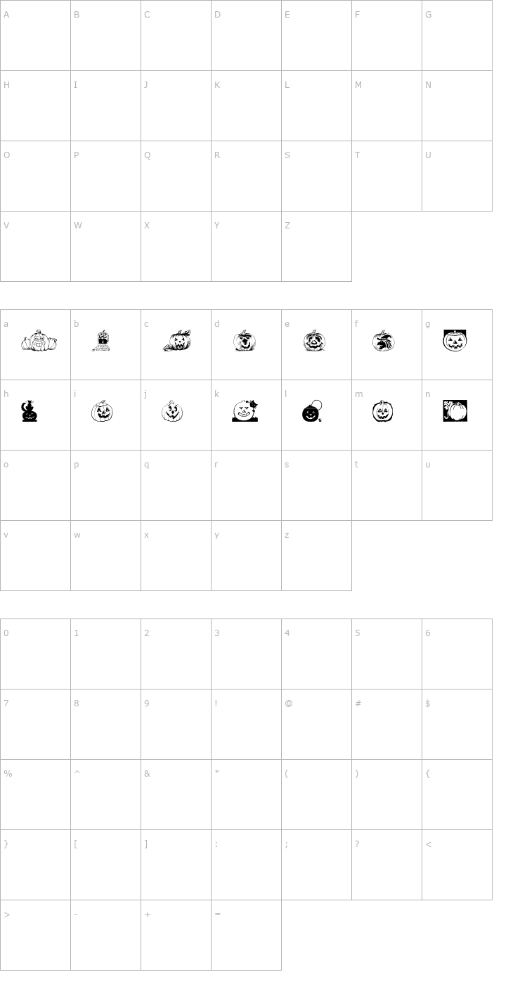 Character Map Punkins Font