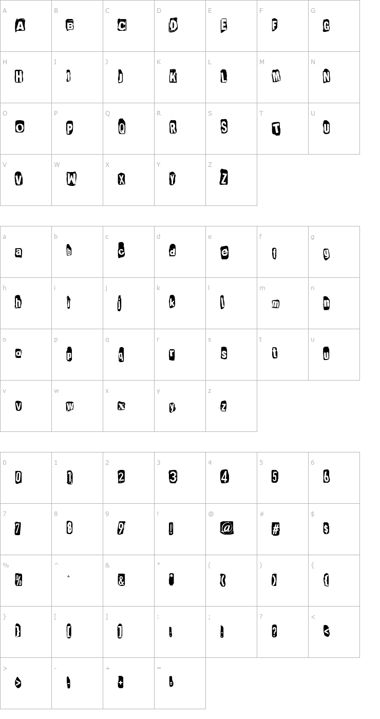 Character Map Punk's not dead Font