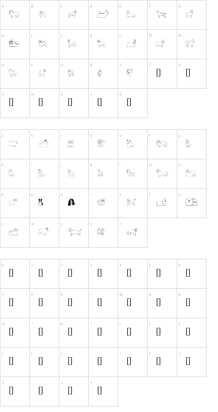 Character Map Puppins Font