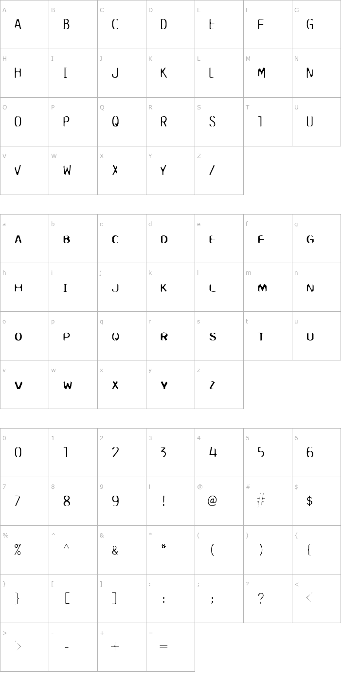 Character Map Pure-CircuitCap Font
