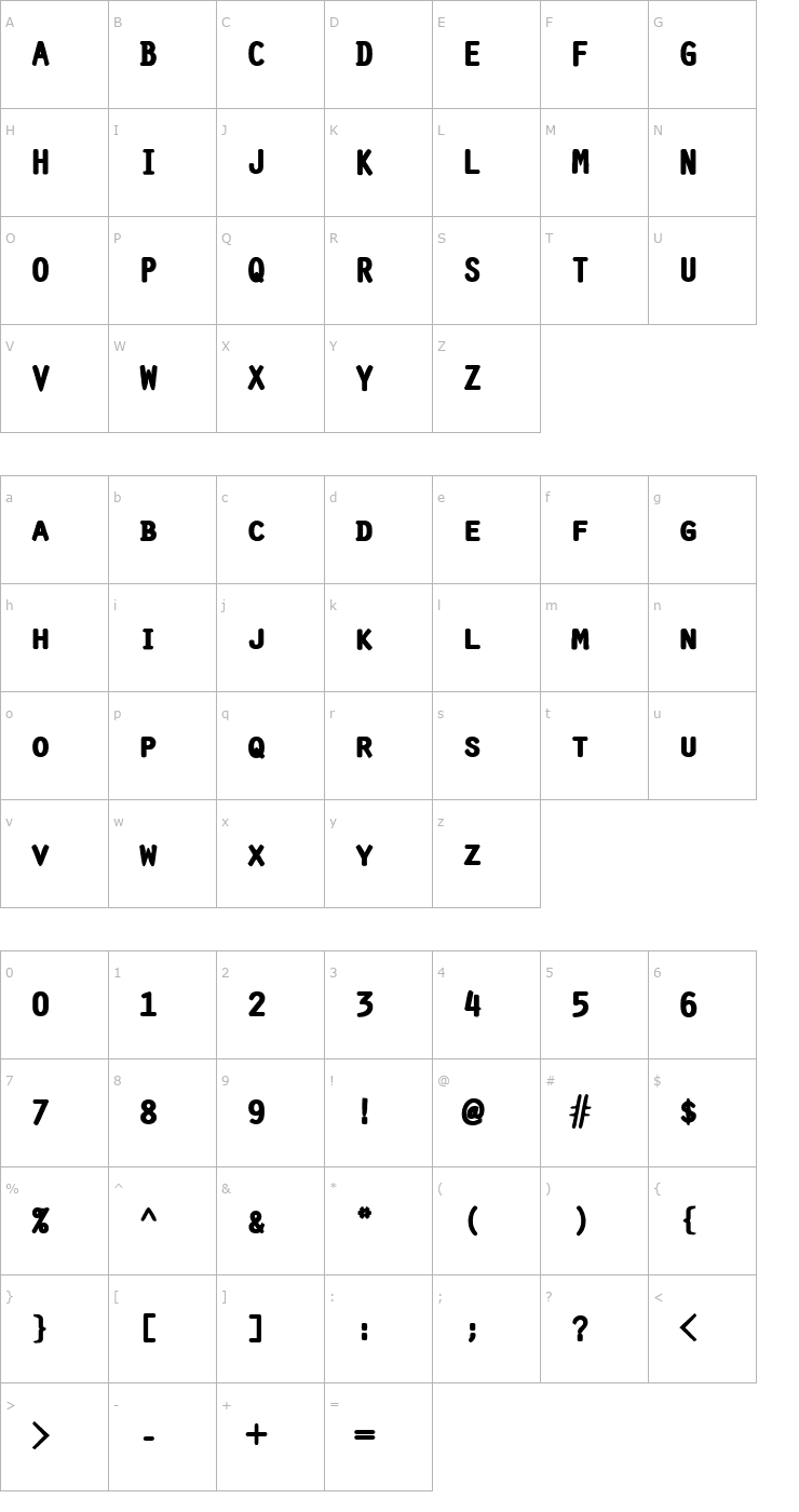 Character Map Pure-UltraCap Font