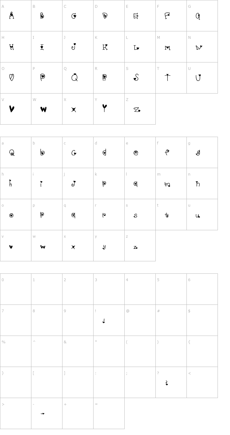 Character Map purimoeiji31 Font