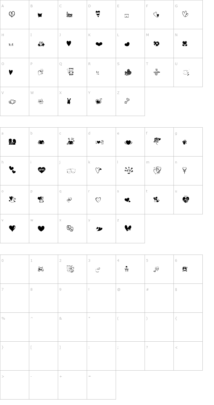 Character Map purimolove Font