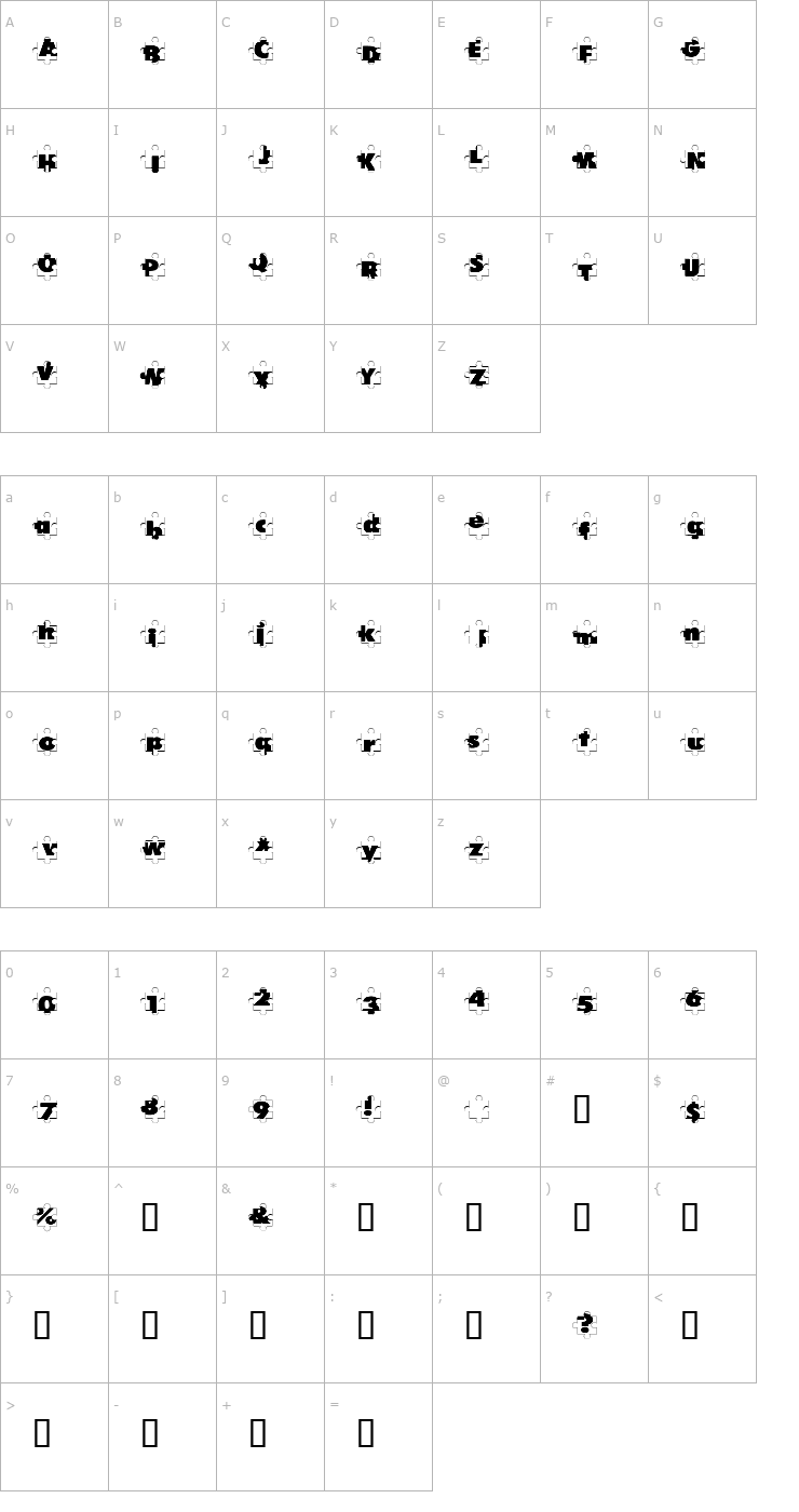 Character Map Puzzle Pieces Font