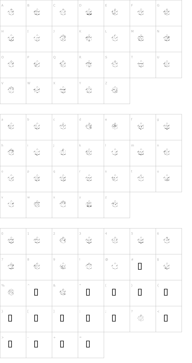Character Map Puzzle Pieces Outline Font