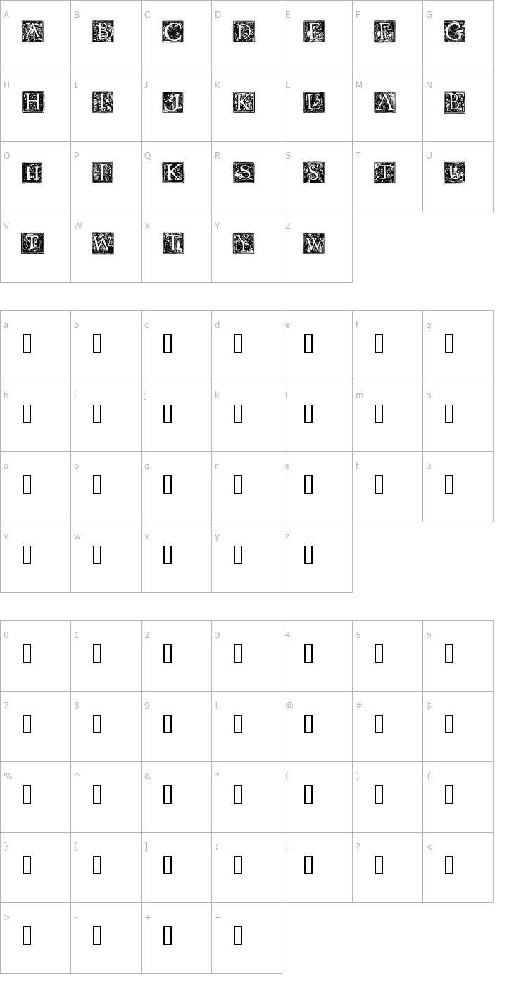 Character Map Pyle Initials I Font