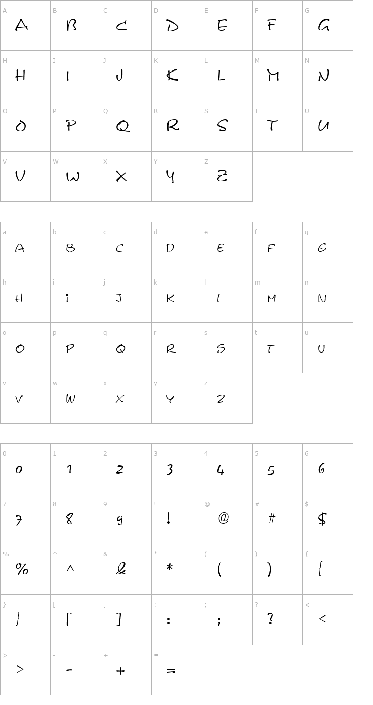 Character Map Pyxid Regular Font