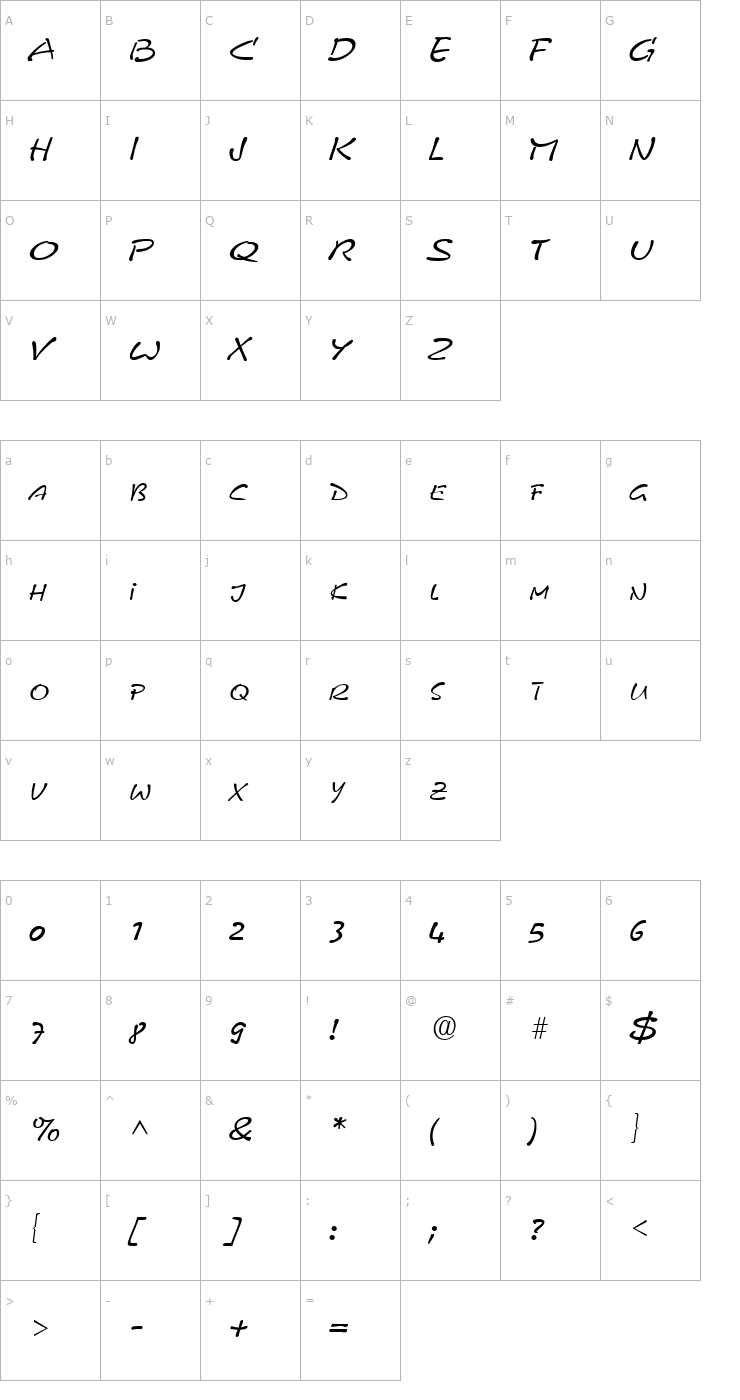 Character Map PyxidQuick Regular Font