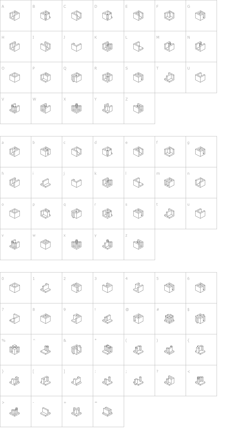 Character Map Qbicle 3 BRK Font