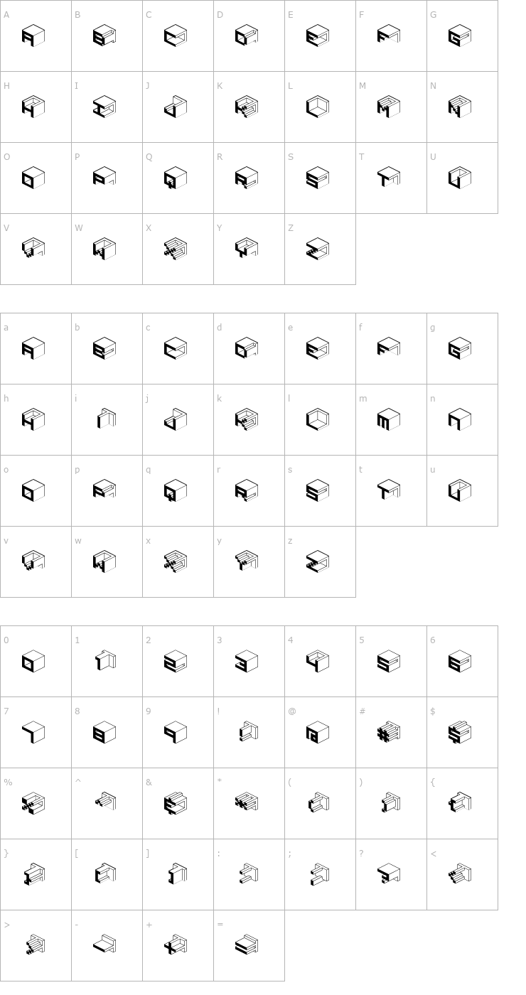 Character Map Qbicle1BRKMK Font