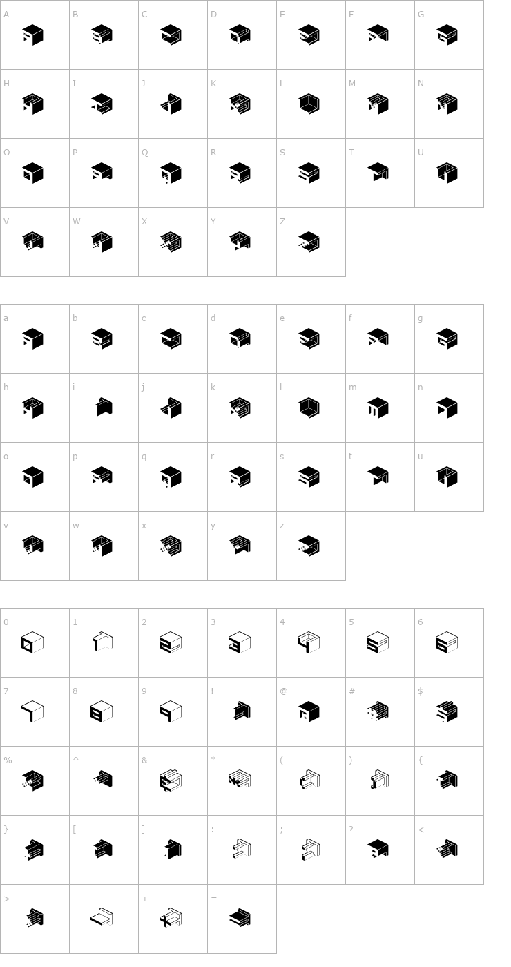 Character Map Qbicle1BRKMKinv Font
