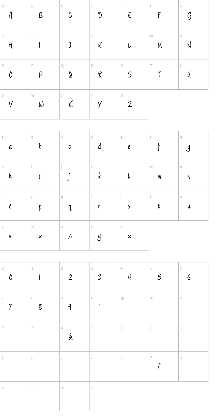 Character Map QK Phoebe Font