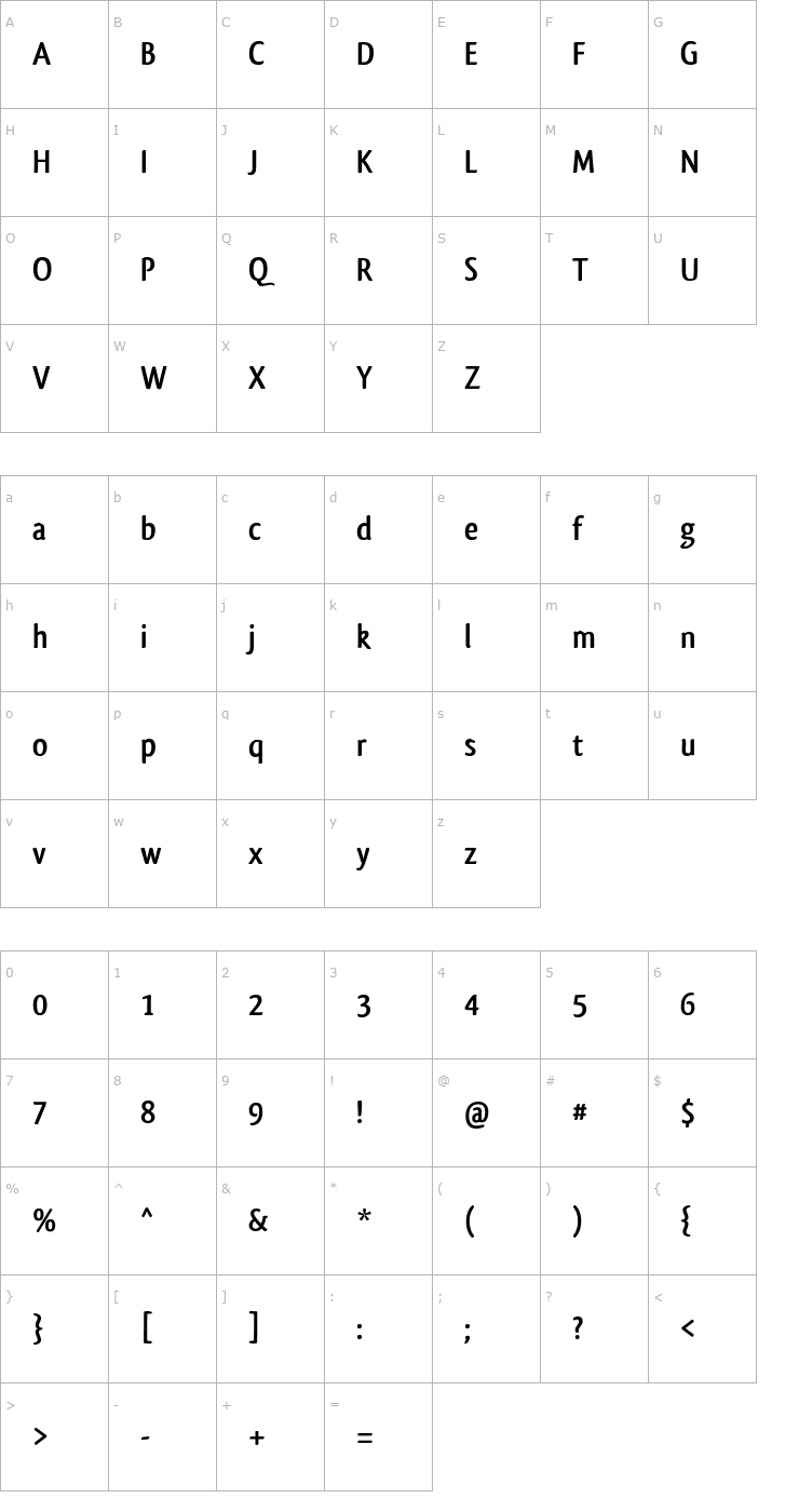 Character Map Qlassik Bold Font