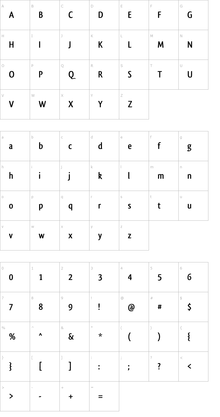 Character Map Qlassik Bold OTF Font