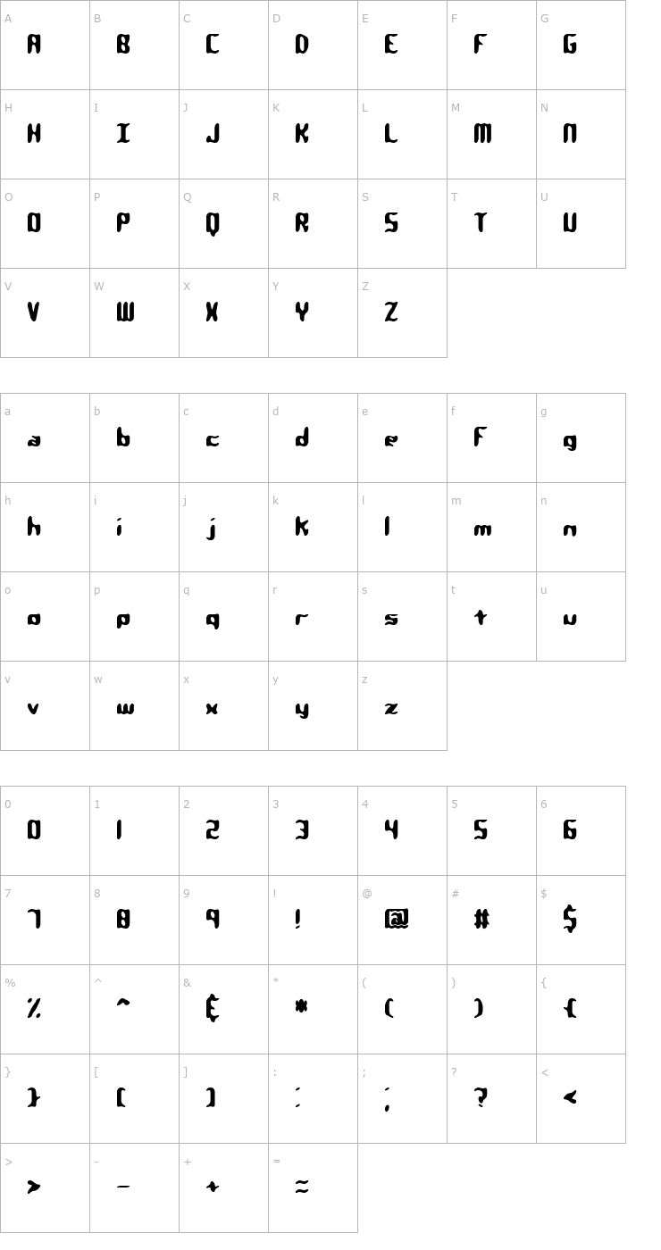Character Map Qlumpy BRK Font
