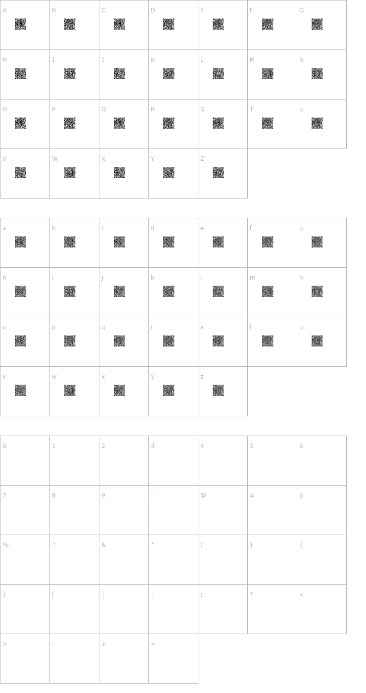Character Map QRcodeX Font