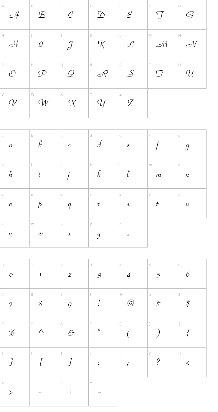 Character Map QTBoulevard Regular Font