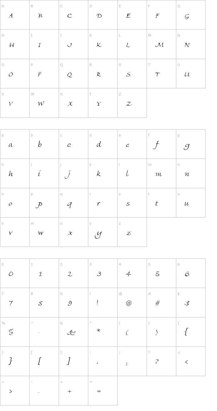 Character Map QTFlorencia Regular Font