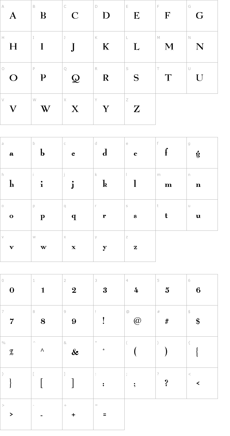 Character Map QTGraphLite Regular Font