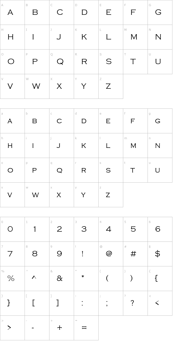 Character Map QTGraveure Regular Font
